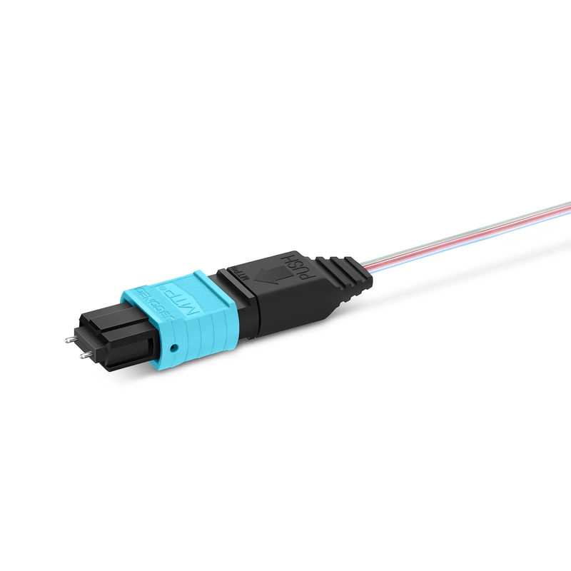 FyberOptix 1m (3ft) MTPÂ® Fiber Pigtail, MTP-12Â® UPC (Male) to Unterminated, 12 Fibers, Multimode (OM4), Unjacketed, 12-Color