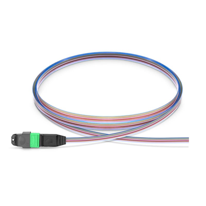 FyberOptix 1m (3ft) MTPÂ® Fiber Pigtail, MTP-12Â® APC (Female) to Unterminated, 12 Fibers, Single Mode (OS2), Unjacketed, 12-Color