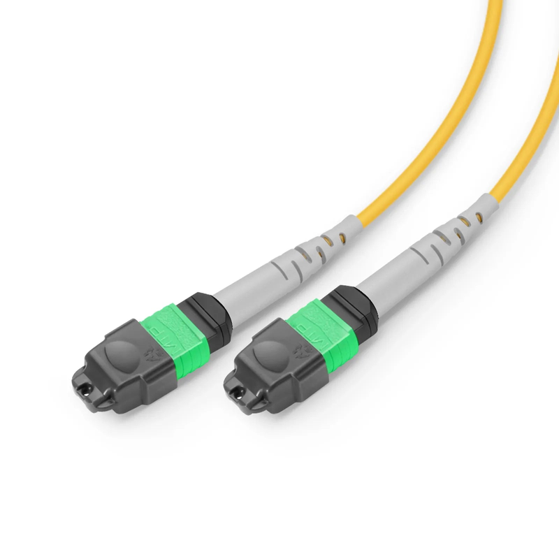FyberOptix 1m (3ft) MMC Breakout Cable, MMC-16 APC (Female) to 2 x MTPÂ®-8 APC (Female), 16 Fibers, Single Mode (OS2), Plenum (OFNP), 0.35dB Max, Jumper Polarity, Yellow
