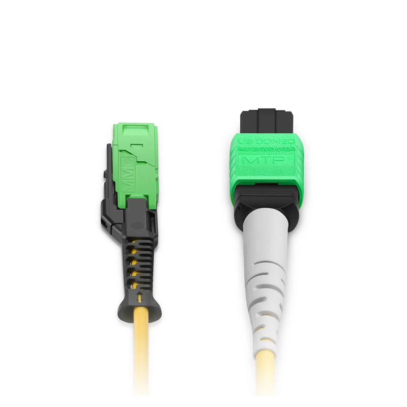FyberOptix 3m (10ft) MMC Breakout Cable, MMC-16 APC (Female) to 2 x MTPÂ®-8 APC (Female), 16 Fibers, Single Mode (OS2), Plenum (OFNP), 0.35dB Max, Jumper Polarity, Yellow