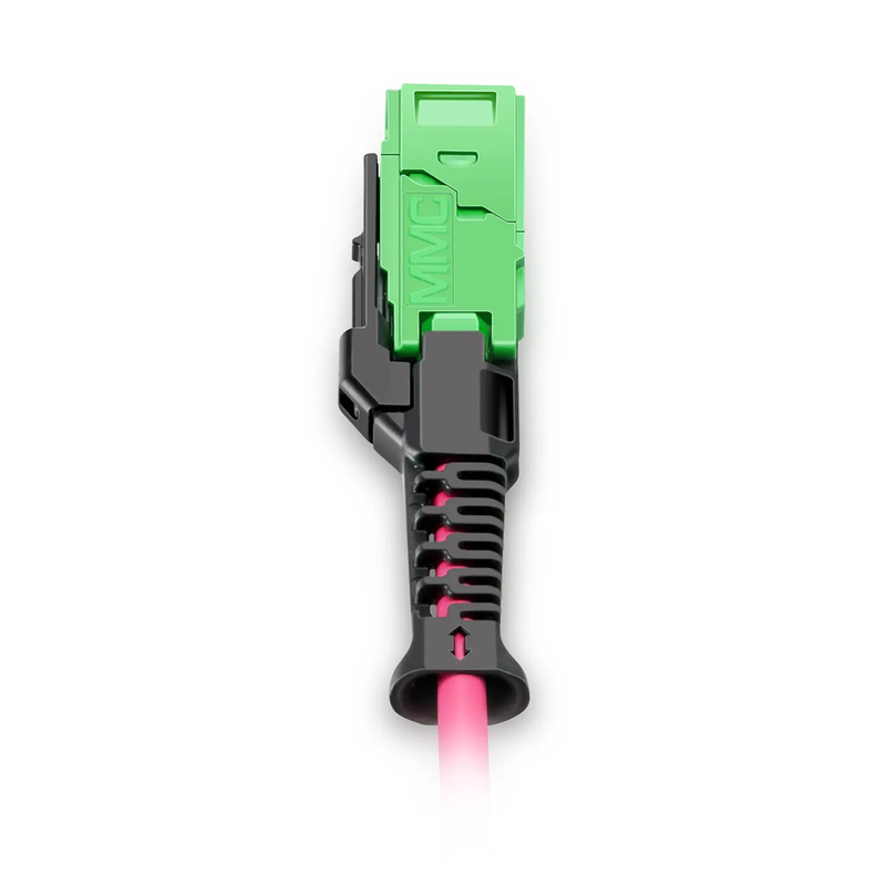 FyberOptix 3m (10ft) MMC Harness, MMC-16 APC (Female) to 8 x LC UPC Duplex, 16 Fibers, Multimode (OM4), Plenum (OFNP), 0.35dB Max, Jumper Polarity, Magenta