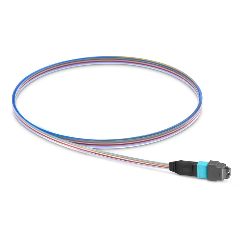 FyberOptix 1m (3ft) MTPÂ® Fiber Pigtail, MTP-12Â® UPC (Female) to Unterminated, 12 Fibers, Multimode (OM4), Unjacketed, 12-Color
