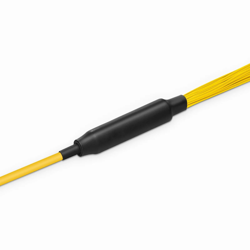 FyberOptix 30m (98ft) MTPÂ® Hybrid Trunk Cable, MTPÂ®-8 APC (Female) to 4 LC UPC Duplex Uniboot, 32 Fibers, Single Mode (OS2), Plenum (OFNP), 0.35dB Max, Type B, Double Jacket, Yellow