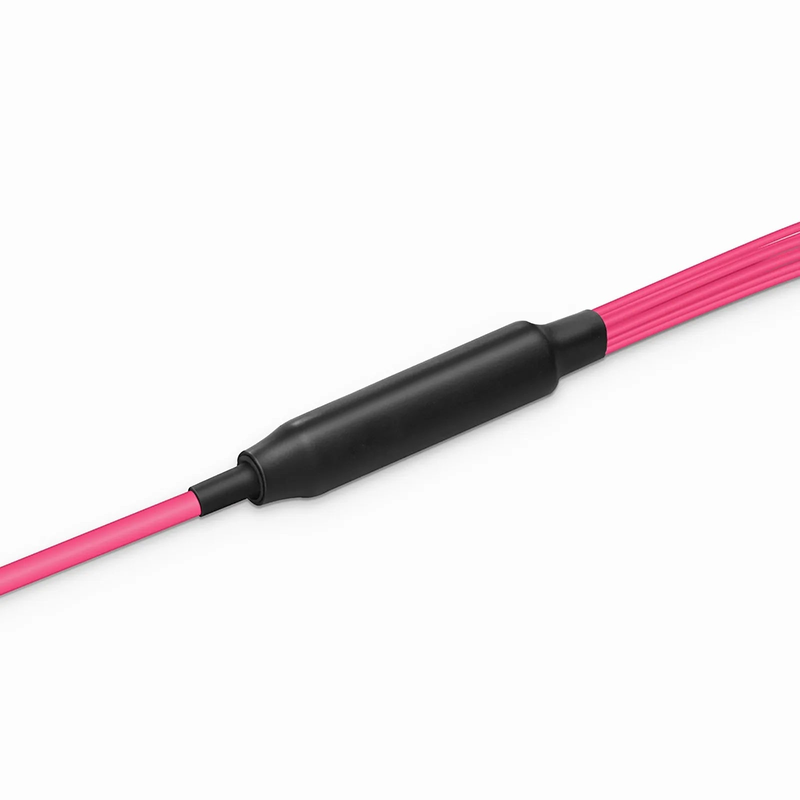 FyberOptix 30m (98ft) MTPÂ® Hybrid Trunk Cable, MTPÂ®-12 UPC (Female) to 6 LC UPC Duplex Uniboot, 24 Fibers, Multimode (OM4), Plenum (OFNP), 0.20dB Max, Type B, Double Jacket, Magenta