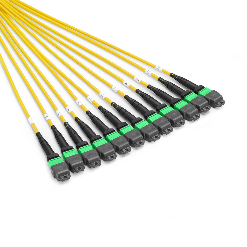 FyberOptix 30m (98ft) MTPÂ® Pigtail Trunk Cable, MTP-12Â® APC (Male) to Unterminated, 144 Fibers, Single Mode (OS2), LSZH, 0.35dB Max, Double Jacket, Yellow