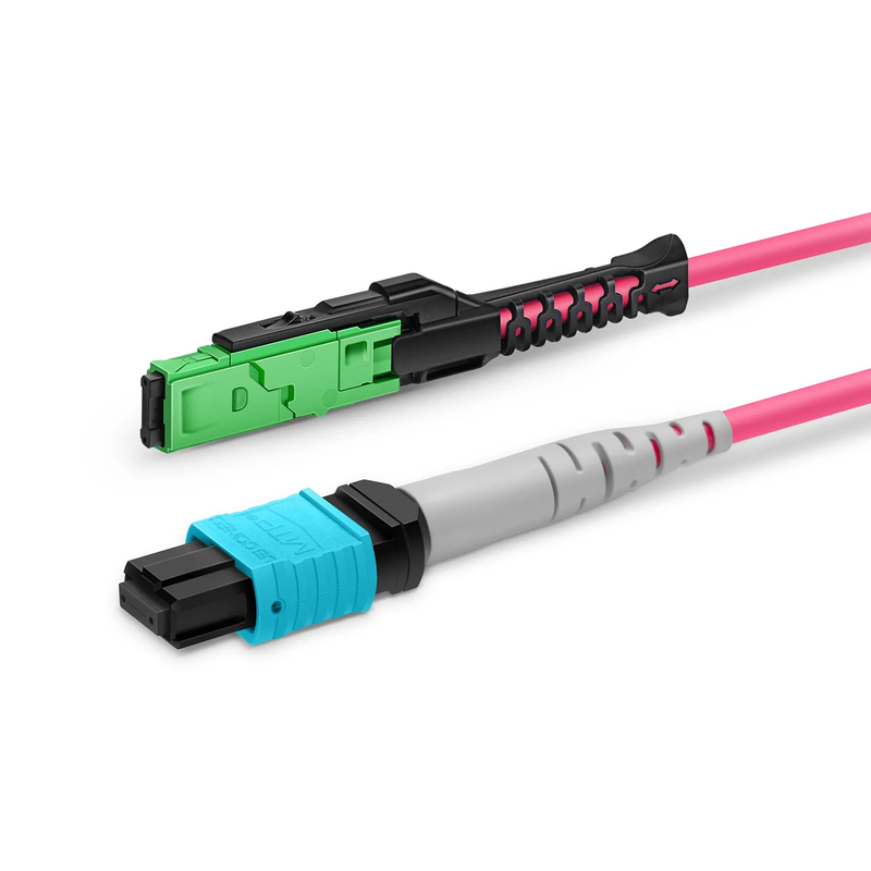 FyberOptix 1m (3ft) MMC Breakout Cable, MMC-24 APC (Female) to 3 x MTPÂ®-8 UPC (Female), 24 Fibers, Multimode (OM4), Plenum (OFNP), 0.35dB Max, Jumper Polarity, Magenta