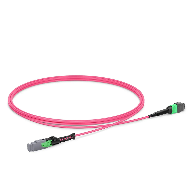 FyberOptix 1m (3ft) MMC Jumper, MMC-16 APC (Female) to MTPÂ®-16 APC (Female), 16 Fibers, Multimode (OM4), Plenum (OFNP), 0.35dB Max, Jumper Polarity, Magenta