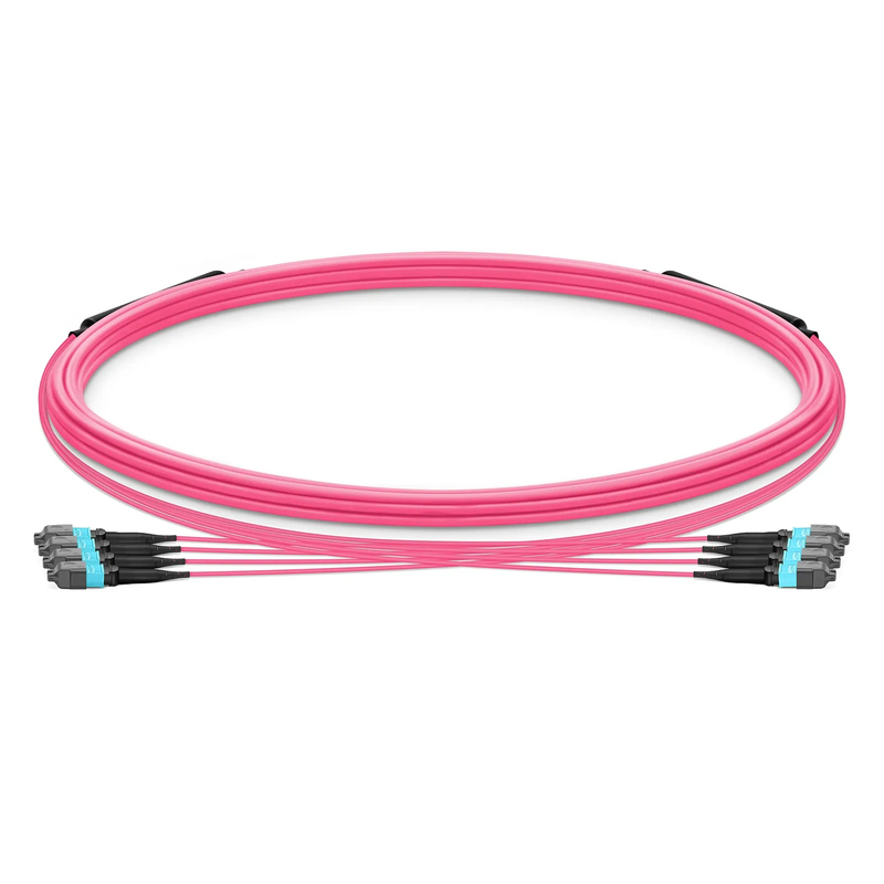 FyberOptix 5m (16ft) MTPÂ® Trunk Cable, MTPÂ®-12 UPC (Female) to MTPÂ®-12 UPC (Female), 48 Fibers, Multimode (OM4), Plenum (OFNP), 0.20dB Max, Type B, Double Jacket, Magenta