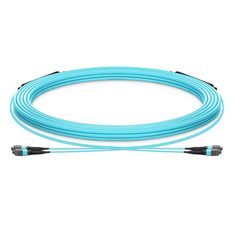 FyberOptix 30m (98ft) MTPÂ® Trunk Cable, MTPÂ®-12 UPC (Female) to MTPÂ®-12 UPC (Female), 24 Fibers, Multimode (OM3), Plenum (OFNP), 0.20dB Max, Type B, Double Jacket, Aqua