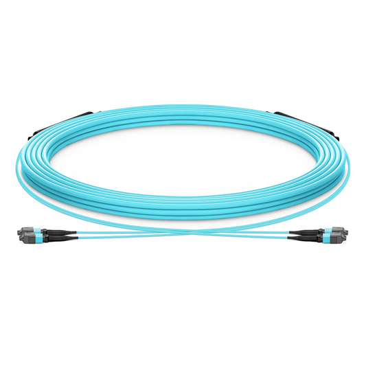 FyberOptix 30m (98ft) MTPÂ® Trunk Cable, MTPÂ®-12 UPC (Female) to MTPÂ®-12 UPC (Female), 24 Fibers, Multimode (OM3), Plenum (OFNP), 0.20dB Max, Type B, Double Jacket, Aqua