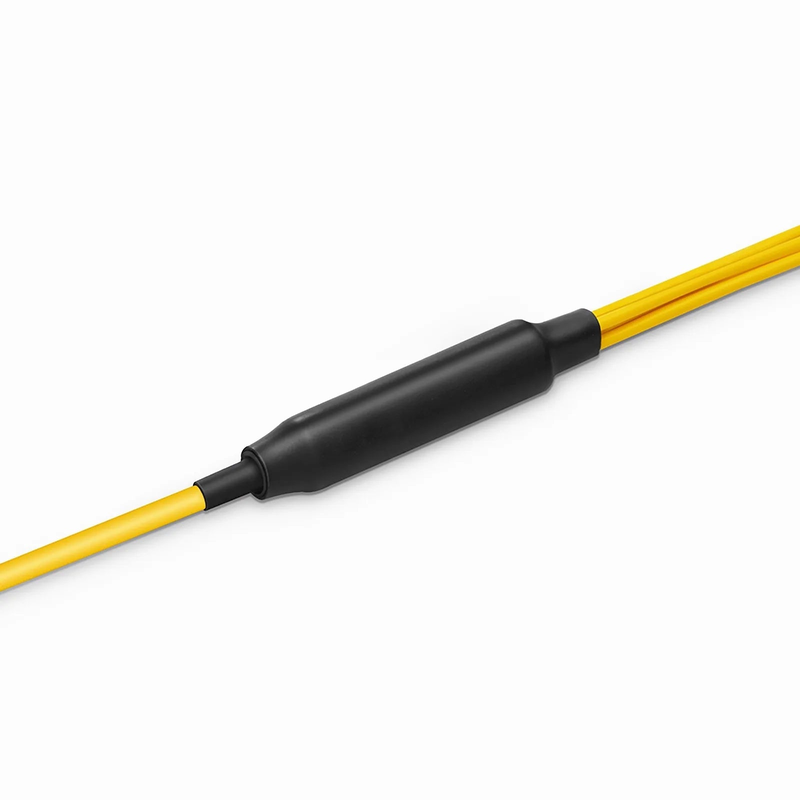 FyberOptix 30m (98ft) MTPÂ® Hybrid Trunk Cable, MTPÂ®-12 APC (Female) to 6 LC UPC Duplex Uniboot, 12 Fibers, Single Mode (OS2), Plenum (OFNP), 0.35dB Max, Type B, Double Jacket, Yellow