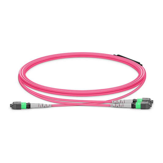 FyberOptix NVIDIA/Mellanox MFP7E20-N001 Compatible 1m (3ft) MTPÂ® Breakout Cable, MTPÂ®-12 APC (Female) to 2 x MTPÂ®-4 APC (Female), 8 Fibers, Multimode (OM4), Plenum (OFNP), 0.35dB Max, Type B, Magenta