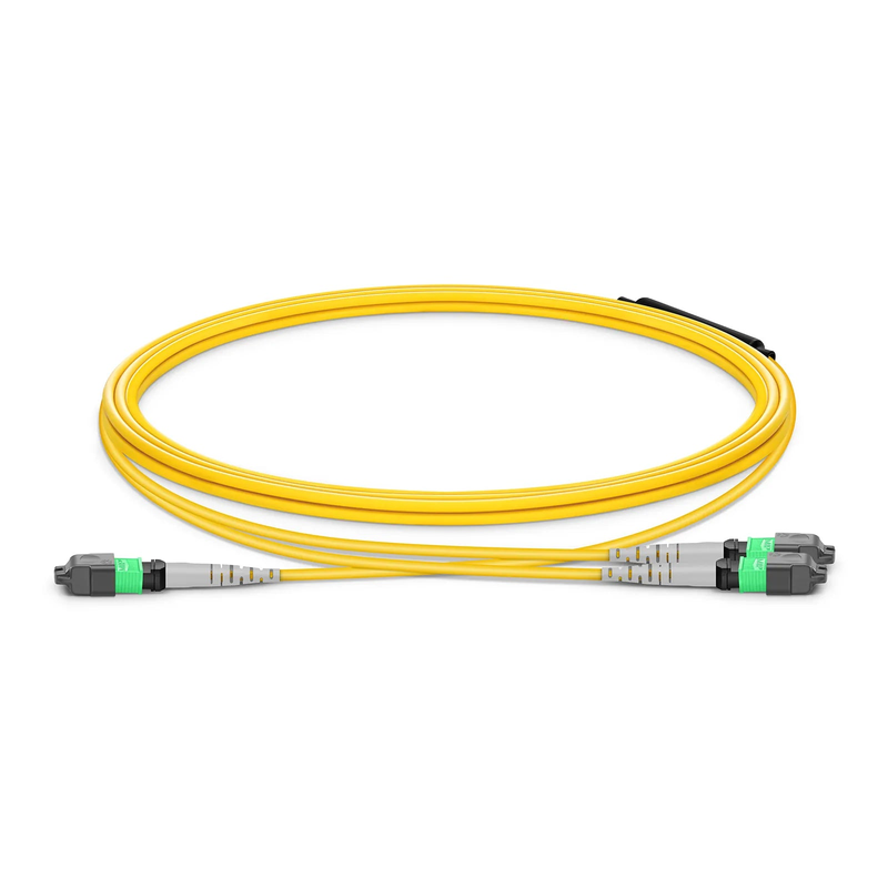 FyberOptix NVIDIA/Mellanox MFP7E40-N003 Compatible 3m (10ft) MTPÂ® Breakout Cable, MTPÂ®-12 APC (Female) to 2 x MTPÂ®-4 APC (Female), 8 Fibers, Single Mode (OS2), Plenum (OFNP), 0.35dB Max, Type B, Yellow