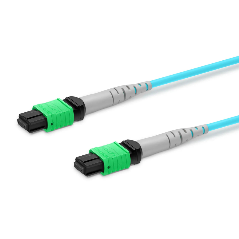 FyberOptix NVIDIA/Mellanox MFP7E20-N001 Compatible 1m (3ft) MTPÂ® Breakout Cable, MTPÂ®-12 APC (Female) to 2 x MTPÂ®-4 APC (Female), 8 Fibers, Multimode (OM3), Dual Rated (OFNR/LSZH), 0.35dB Max, Type B, Aqua
