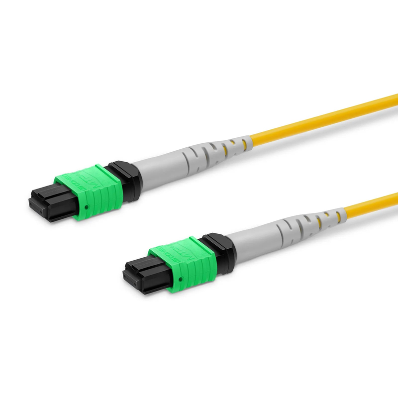 FyberOptix NVIDIA/Mellanox MFP7E40-N0xx Compatible Customized Length MTPÂ® Breakout Cable, MTPÂ®-12 APC (Female) to 2 x MTPÂ®-4 APC (Female), 8 Fibers, Single Mode (OS2), Plenum (OFNP), 0.35dB Max, Type B, Yellow