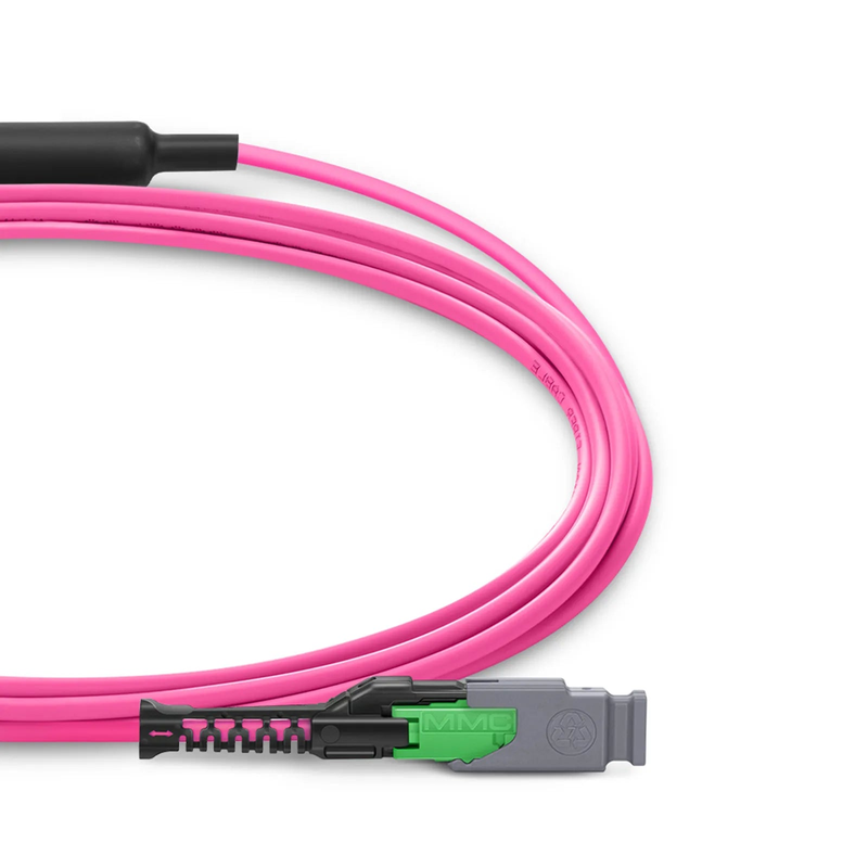 FyberOptix 1m (3ft) MMC Breakout Cable, MMC-16 APC (Female) to 2 x MTPÂ®-8 APC (Female), 16 Fibers, Multimode (OM4), Plenum (OFNP), 0.35dB Max, Jumper Polarity, Magenta