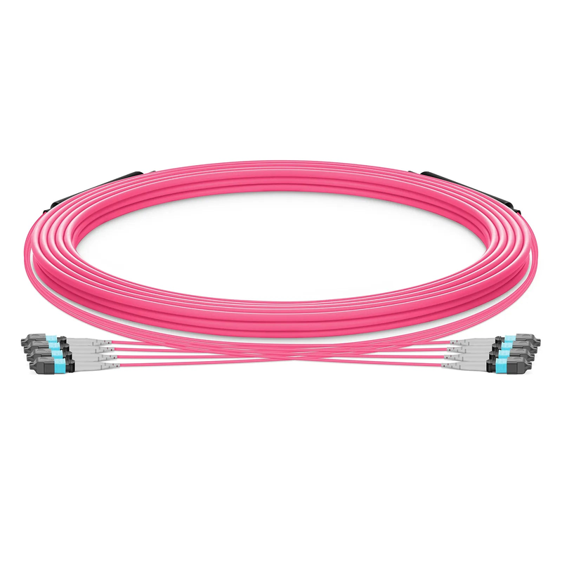 FyberOptix 30m (98ft) MTPÂ® Trunk Cable, MTPÂ®-8 UPC (Male) to MTPÂ®-8 UPC (Male), 32 Fibers, Multimode (OM4), Plenum (OFNP), 0.20dB Max, Type B, Double Jacket, Magenta
