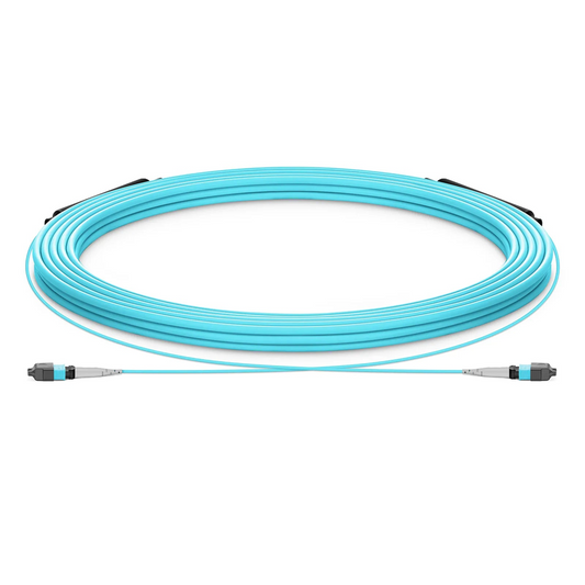 FyberOptix 30m (98ft) MTPÂ® Trunk Cable, MTPÂ®-8 UPC (Male) to MTPÂ®-8 UPC (Male), 8 Fibers, Multimode (OM3), Plenum (OFNP), 0.20dB Max, Type B, Double Jacket, Aqua