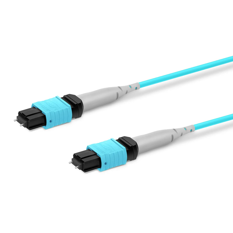 FyberOptix 30m (98ft) MTPÂ® Trunk Cable, MTPÂ®-8 UPC (Male) to MTPÂ®-8 UPC (Male), 24 Fibers, Multimode (OM3), Plenum (OFNP), 0.20dB Max, Type B, Double Jacket, Aqua