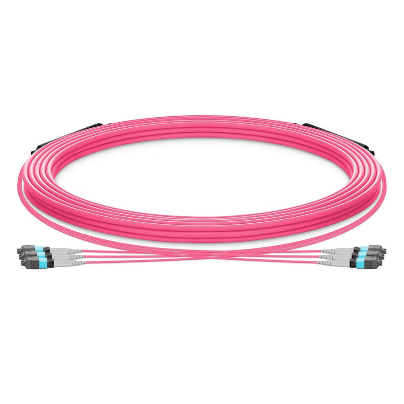 FyberOptix 30m (98ft) MTPÂ® Trunk Cable, MTPÂ®-8 UPC (Female) to MTPÂ®-8 UPC (Female), 24 Fibers, Multimode (OM4), Plenum (OFNP), 0.20dB Max, Type B, Double Jacket, Magenta