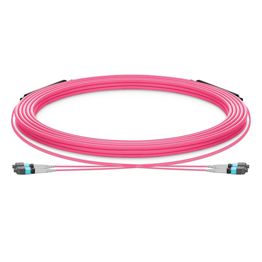 FyberOptix 30m (98ft) MTPÂ® Trunk Cable, MTPÂ®-8 UPC (Female) to MTPÂ®-8 UPC (Female), 16 Fibers, Multimode (OM4), Plenum (OFNP), 0.20dB Max, Type B, Double Jacket, Magenta