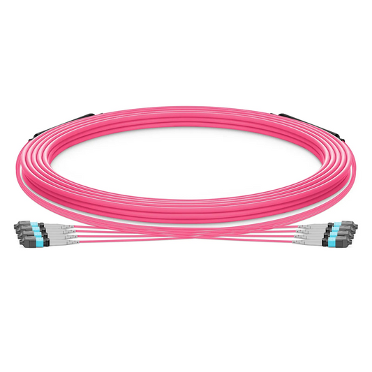 FyberOptix 30m (98ft) MTPÂ® Trunk Cable, MTPÂ®-8 UPC (Female) to MTPÂ®-8 UPC (Female), 32 Fibers, Multimode (OM4), Plenum (OFNP), 0.20dB Max, Type B, Double Jacket, Magenta