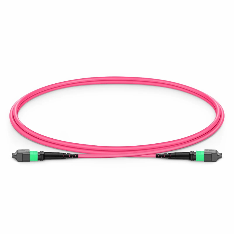 FyberOptix NVIDIA/Mellanox MFP7E10-N001 Compatible 1m (3ft) MTPÂ® Jumper, MTPÂ®-12 APC (Female) to MTPÂ®-12 APC (Female), 8 Fibers, Multimode (OM4), Plenum (OFNP), 0.35dB Max, Type B, Magenta