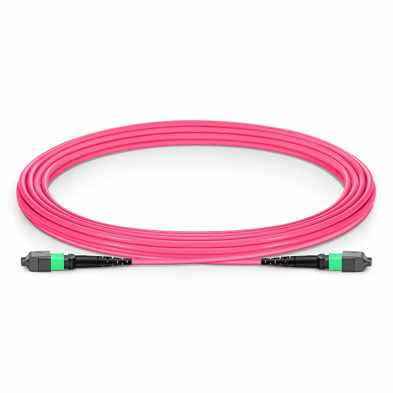 FyberOptix NVIDIA/Mellanox MFP7E10-N004 Compatible 4m (13ft) MTPÂ® Jumper, MTPÂ®-12 APC (Female) to MTPÂ®-12 APC (Female), 8 Fibers, Multimode (OM4), Plenum (OFNP), 0.35dB Max, Type B, Magenta