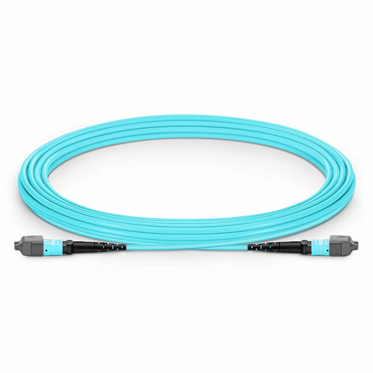 FyberOptix 5m (16ft) MTPÂ® Jumper, MTPÂ®-12 UPC (Female) to MTPÂ®-12 UPC (Female), 12 Fibers, Multimode (OM3), Plenum (OFNP), 0.35dB Max, Type A, Aqua