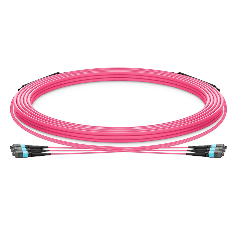 FyberOptix 30m (98ft) MTPÂ® Trunk Cable, MTPÂ®-12 UPC (Male) to MTPÂ®-12 UPC (Male), 36 Fibers, Multimode (OM4), Plenum (OFNP), 0.20dB Max, Type B, Double Jacket, Magenta