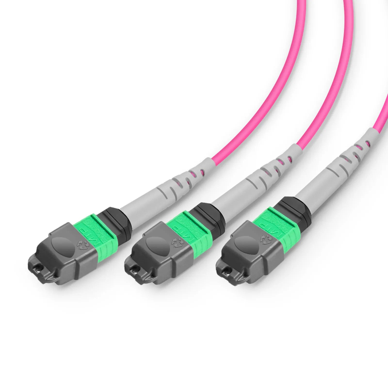 FyberOptix 2m (7ft) MMC Breakout Cable, MMC-24 APC (Female) to 3 x MTPÂ®-8 APC (Female), 24 Fibers, Multimode (OM4), Plenum (OFNP), 0.35dB Max, Jumper Polarity, Magenta