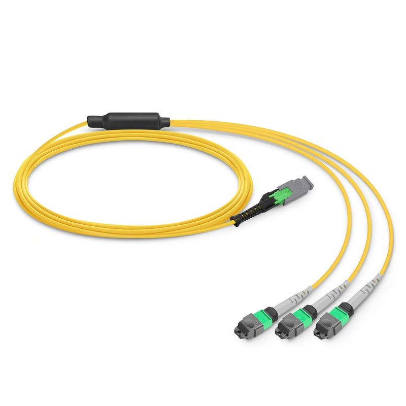 FyberOptix 1m (3ft) MMC Breakout Cable, MMC-24 APC (Female) to 3 x MTPÂ®-8 APC (Female), 24 Fibers, Single Mode (OS2), Plenum (OFNP), 0.35dB Max, Jumper Polarity, Yellow