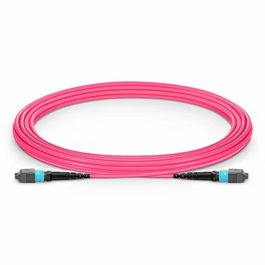 FyberOptix 7m (23ft) MTPÂ® Jumper, MTPÂ®-12 UPC (Female) to MTPÂ®-12 UPC (Female), 12 Fibers, Multimode (OM4), Plenum (OFNP), 0.35dB Max, Type B, Magenta
