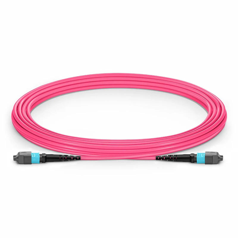 FyberOptix 5m (16ft) MTPÂ® Jumper, MTPÂ®-12 UPC (Female) to MTPÂ®-12 UPC (Female), 12 Fibers, Multimode (OM4), Plenum (OFNP), 0.35dB Max, Type B, Magenta