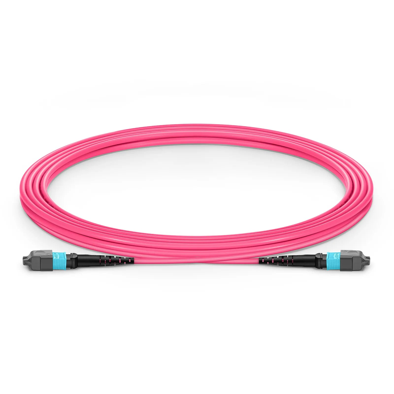 FyberOptix 3m (10ft) MTPÂ® Jumper, MTPÂ®-12 UPC (Female) to MTPÂ®-12 UPC (Female), 12 Fibers, Multimode (OM4), Plenum (OFNP), 0.35dB Max, Type B, Magenta