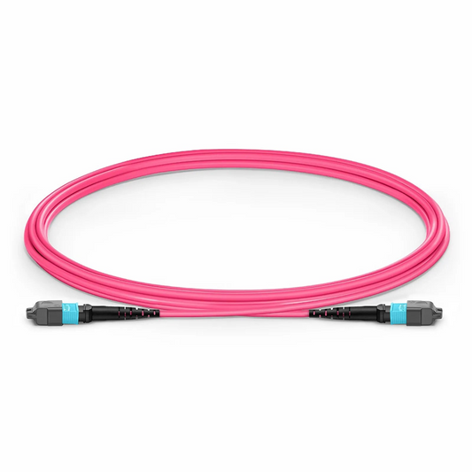 FyberOptix 2m (7ft) MTPÂ® Jumper, MTPÂ®-12 UPC (Female) to MTPÂ®-12 UPC (Female), 12 Fibers, Multimode (OM4), Plenum (OFNP), 0.35dB Max, Type B, Magenta