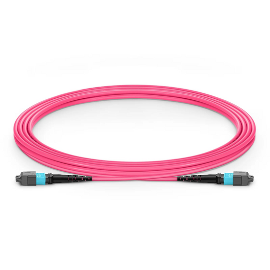 FyberOptix 4m (13ft) MTPÂ® Jumper, MTPÂ®-12 UPC (Female) to MTPÂ®-12 UPC (Female), 12 Fibers, Multimode (OM4), Plenum (OFNP), 0.35dB Max, Type B, Magenta