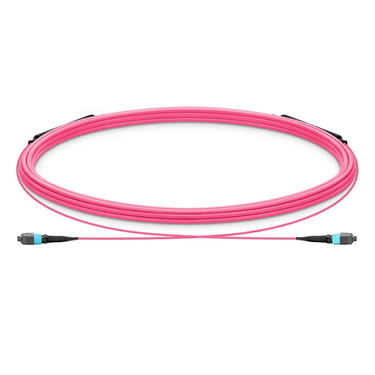 FyberOptix 5m (16ft) MTPÂ® Trunk Cable, MTPÂ®-12 UPC (Female) to MTPÂ®-12 UPC (Female), 12 Fibers, Multimode (OM4), Plenum (OFNP), 0.20dB Max, Type B, Double Jacket, Magenta