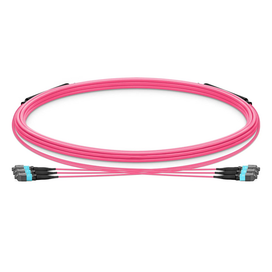 FyberOptix 5m (16ft) MTPÂ® Trunk Cable, MTPÂ®-12 UPC (Female) to MTPÂ®-12 UPC (Female), 36 Fibers, Multimode (OM4), Plenum (OFNP), 0.20dB Max, Type B, Double Jacket, Magenta