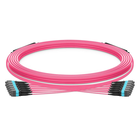 FyberOptix 25m (82ft) MTPÂ® Trunk Cable, MTPÂ®-12 UPC (Female) to MTPÂ®-12 UPC (Female), 144 Fibers, Multimode (OM4), Plenum (OFNP), 0.20dB Max, Type B, Double Jacket, Magenta