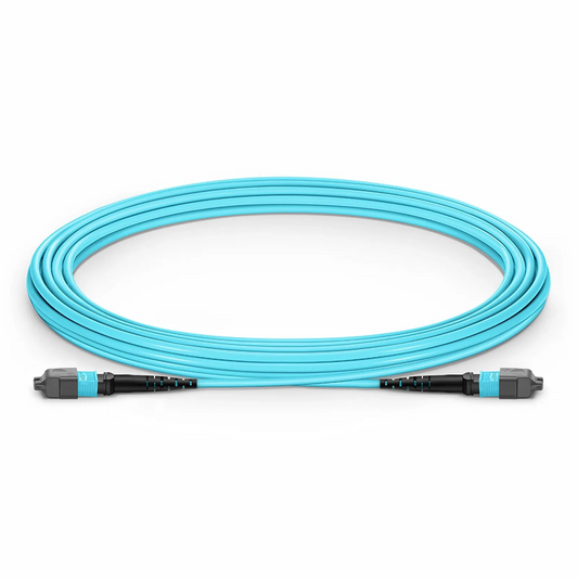 FyberOptix 5m (16ft) MTPÂ® Jumper, MTPÂ®-12 UPC (Female) to MTPÂ®-12 UPC (Female), 12 Fibers, Multimode (OM3), Plenum (OFNP), 0.35dB Max, Type B, Aqua