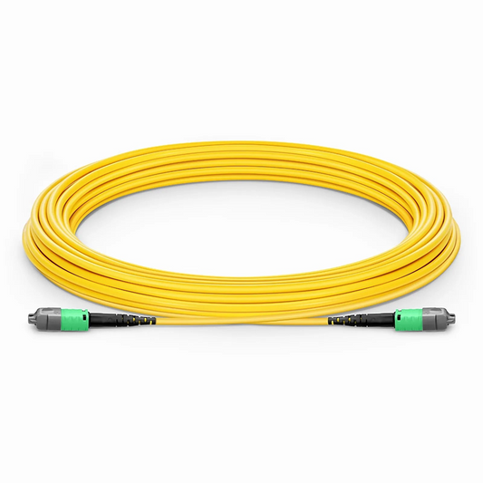 FyberOptix 10m (33ft) MTPÂ® PRO Jumper, MTPÂ® PRO-12 APC (Male) to MTPÂ® PRO-12 APC (Male), 12 Fibers, Single Mode (OS2), Plenum (OFNP), 0.35dB Max, Type B, Yellow