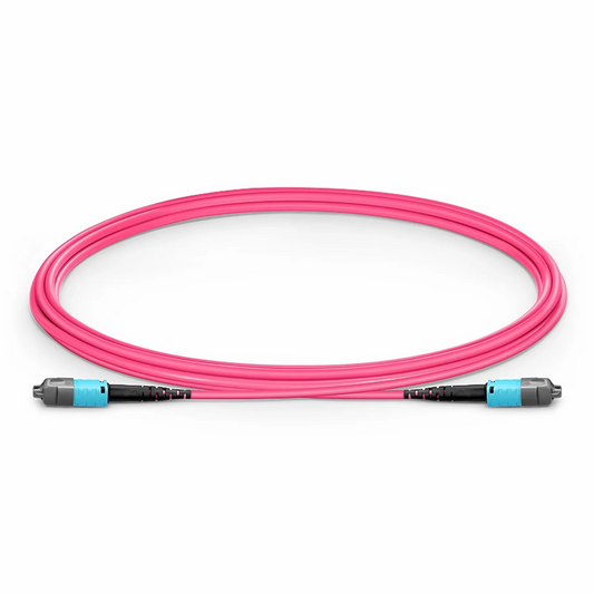 FyberOptix 2m (7ft) MTPÂ® PRO Jumper, MTPÂ® PRO-12 UPC (Male) to MTPÂ® PRO-12 UPC (Male), 12 Fibers, Multimode (OM4), Plenum (OFNP), 0.35dB Max, Type B, Magenta