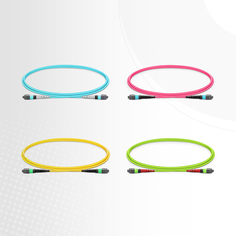 FyberOptix 5m (16ft) MTPÂ® Jumper, MTPÂ®-12 UPC (Female) to MTPÂ®-12 UPC (Female), 12 Fibers, Multimode (OM4), Plenum (OFNP), 0.35dB Max, Type A, Magenta