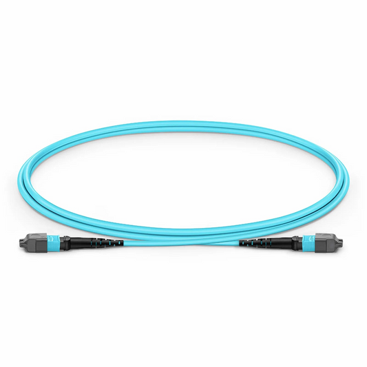 FyberOptix 1m (3ft) MTPÂ® Jumper, MTPÂ®-12 UPC (Female) to MTPÂ®-12 UPC (Female), 12 Fibers, Multimode (OM3), Plenum (OFNP), 0.35dB Max, Type B, Aqua