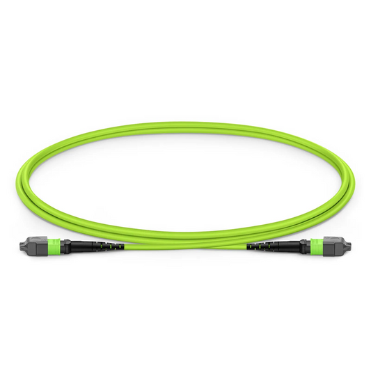 FyberOptix 1m (3ft) MTPÂ® Jumper, MTPÂ®-12 UPC (Female) to MTPÂ®-12 UPC (Female), 12 Fibers, Multimode (OM5), Plenum (OFNP), 0.35dB Max, Type B, Lime Green