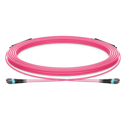 FyberOptix 30m (98ft) MTPÂ® Trunk Cable, MTPÂ®-12 UPC (Male) to MTPÂ®-12 UPC (Male), 24 Fibers, Multimode (OM4), Plenum (OFNP), 0.20dB Max, Type A, Double Jacket, Magenta