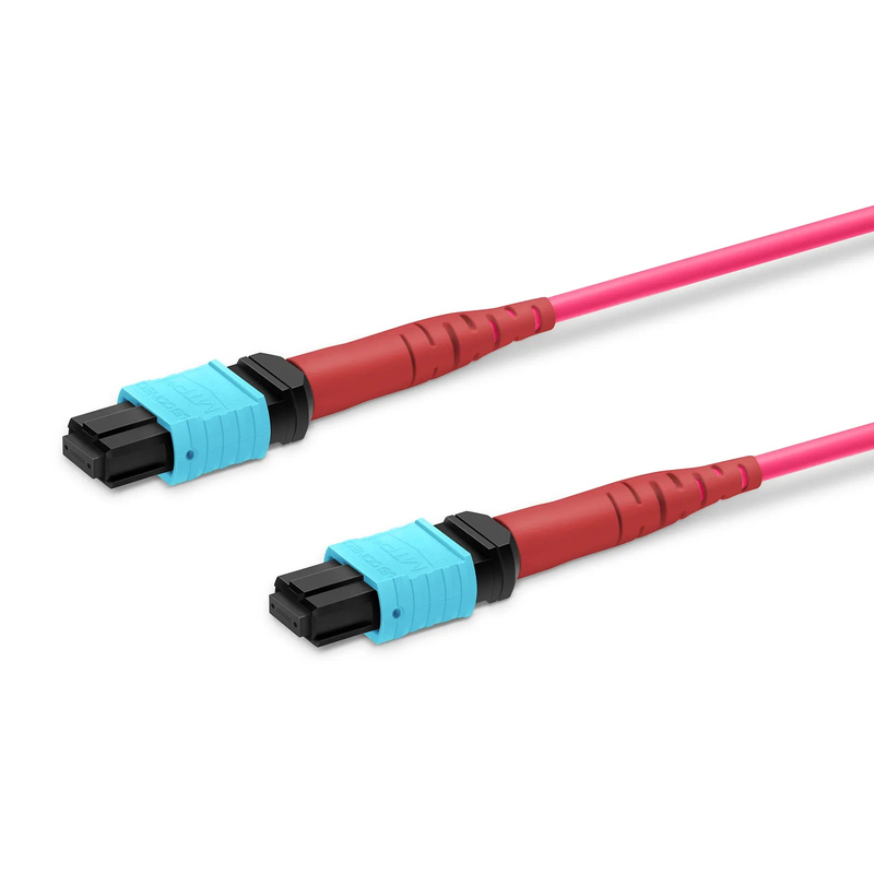 FyberOptix 1m (3ft) MTPÂ® Jumper, MTPÂ®-24 UPC (Female) to MTPÂ®-24 UPC (Female), 24 Fibers, Multimode (OM4), Plenum (OFNP), 0.35dB Max, Type A, Magenta