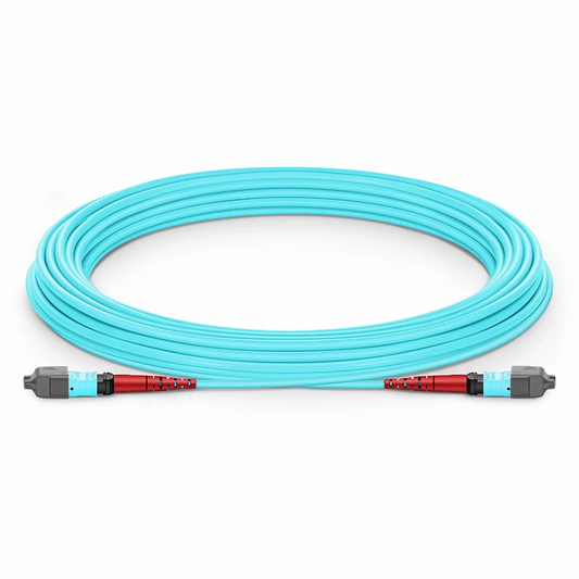 FyberOptix 15m (49ft) MTPÂ® Jumper, MTPÂ®-24 UPC (Female) to MTPÂ®-24 UPC (Female), 24 Fibers, Multimode (OM3), Plenum (OFNP), 0.35dB Max, Type A, Aqua