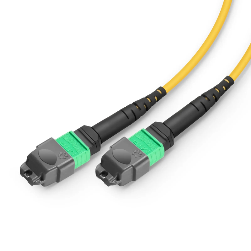 FyberOptix 2m (7ft) MTPÂ® Breakout Cable, MTPÂ®-24 APC (Female) to 2 x MTPÂ®-12 APC (Female), 24 Fibers, Single Mode (OS2), Plenum (OFNP), 0.35dB Max, Type A, Yellow